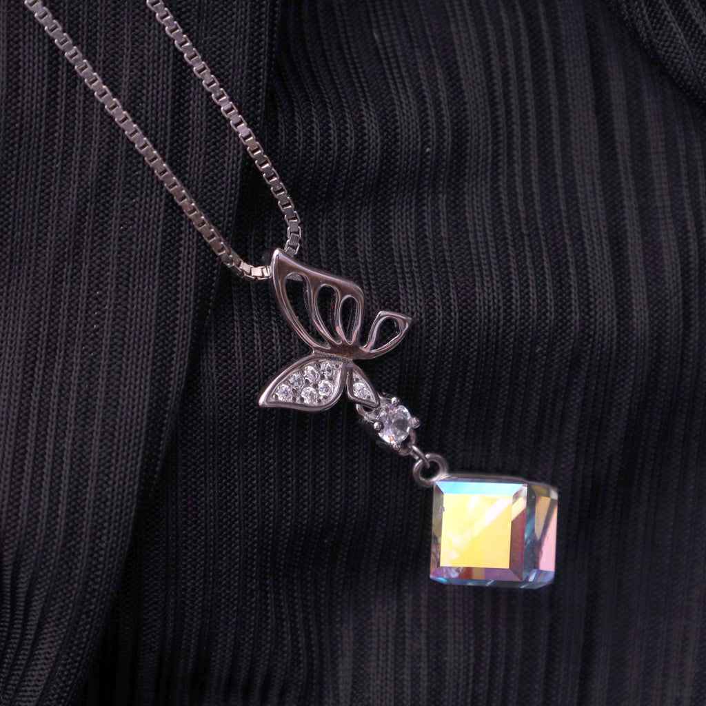 Butterfly Crystal Silver Pendant