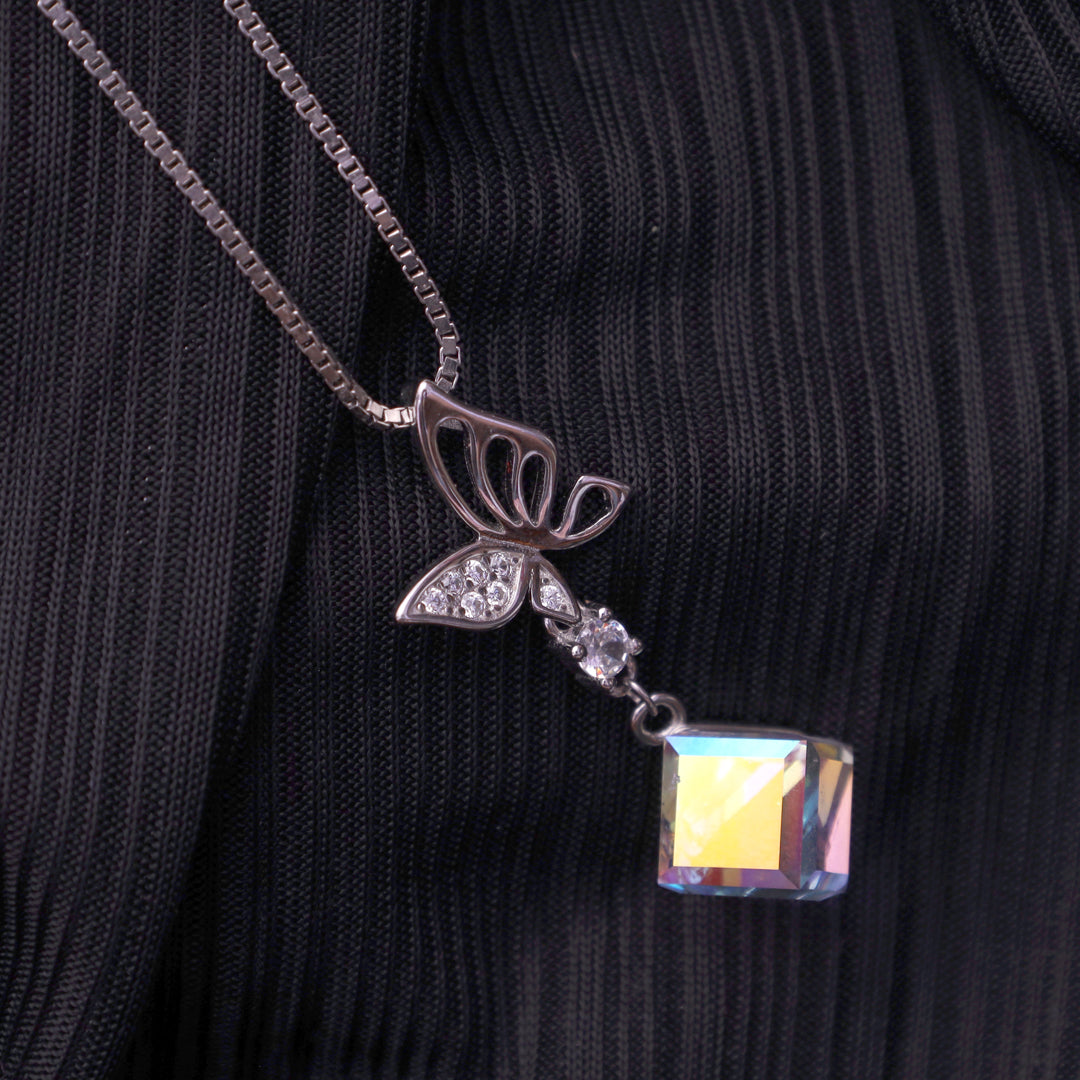 Butterfly Crystal Silver Pendant