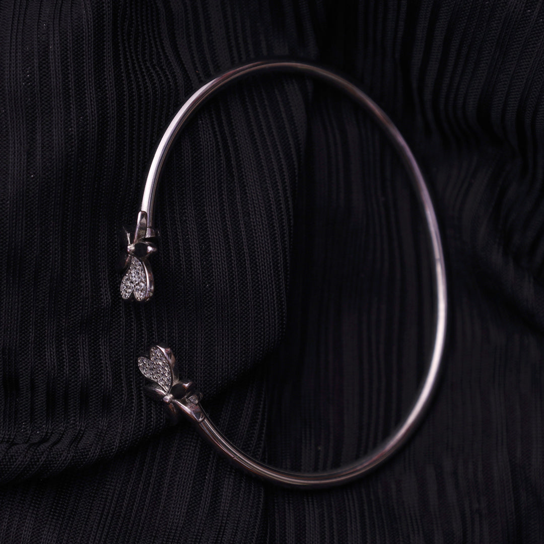 Flower Kada Silver Bracelet