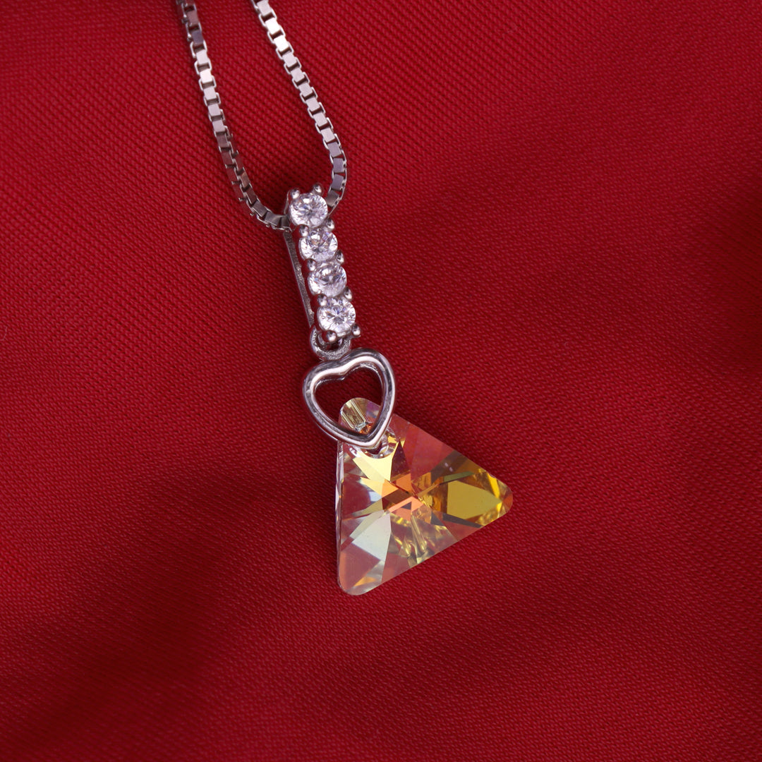 Cubic Crystal Silver Pendant