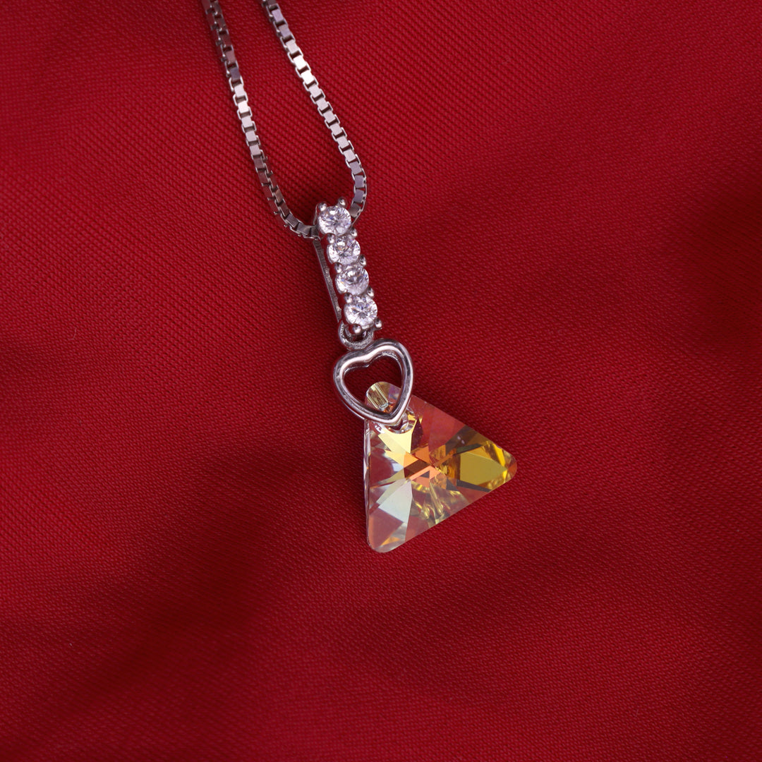 Cubic Crystal Silver Pendant