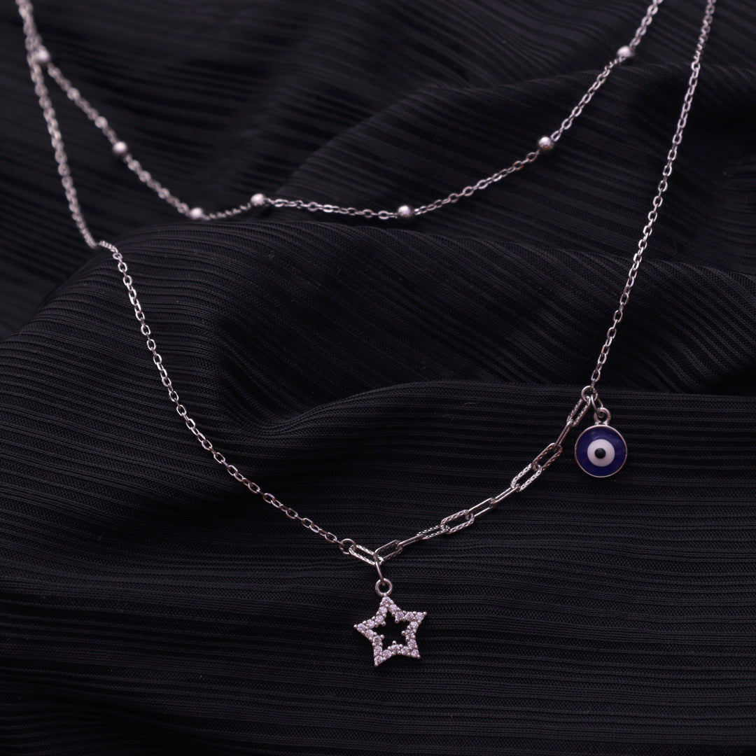 Evil Eyes Twin Leyer Necklace