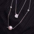 Double Leyer Pearl Silver Neckles