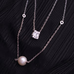 Load image into Gallery viewer, Double Leyer Pearl Silver Neckles
