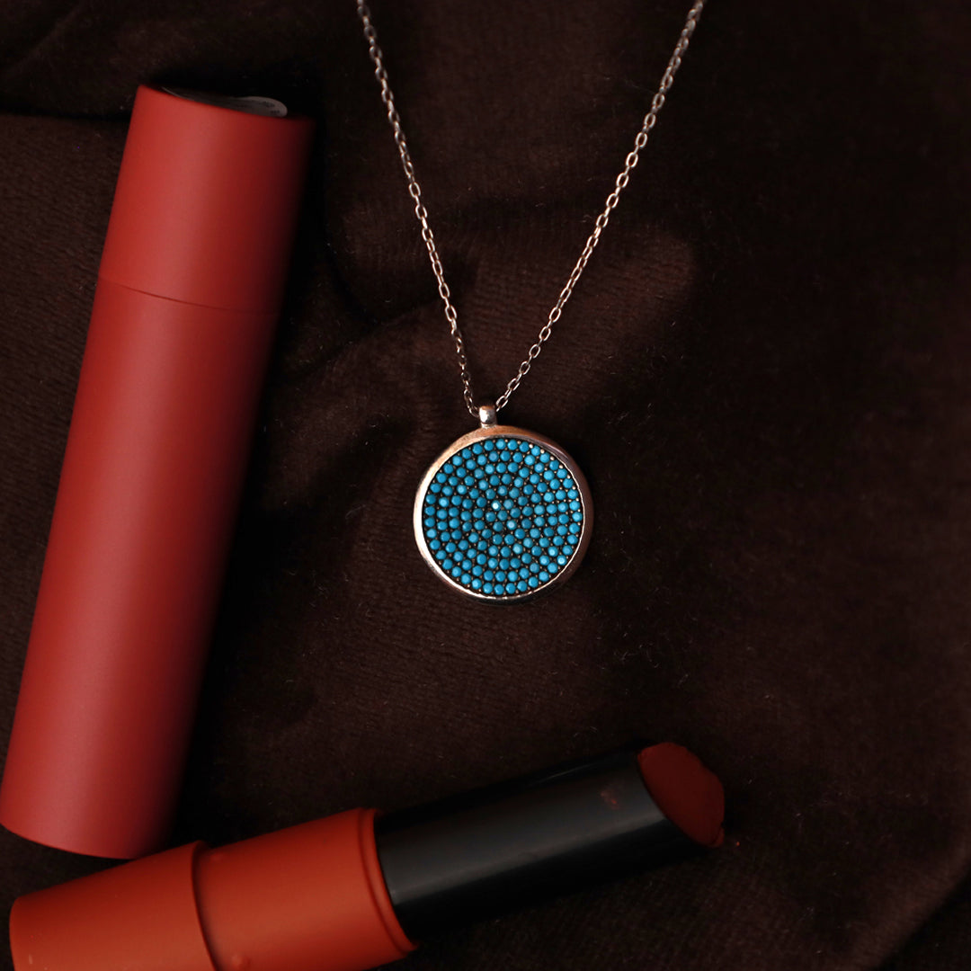 Blue Prism Silver Pendant