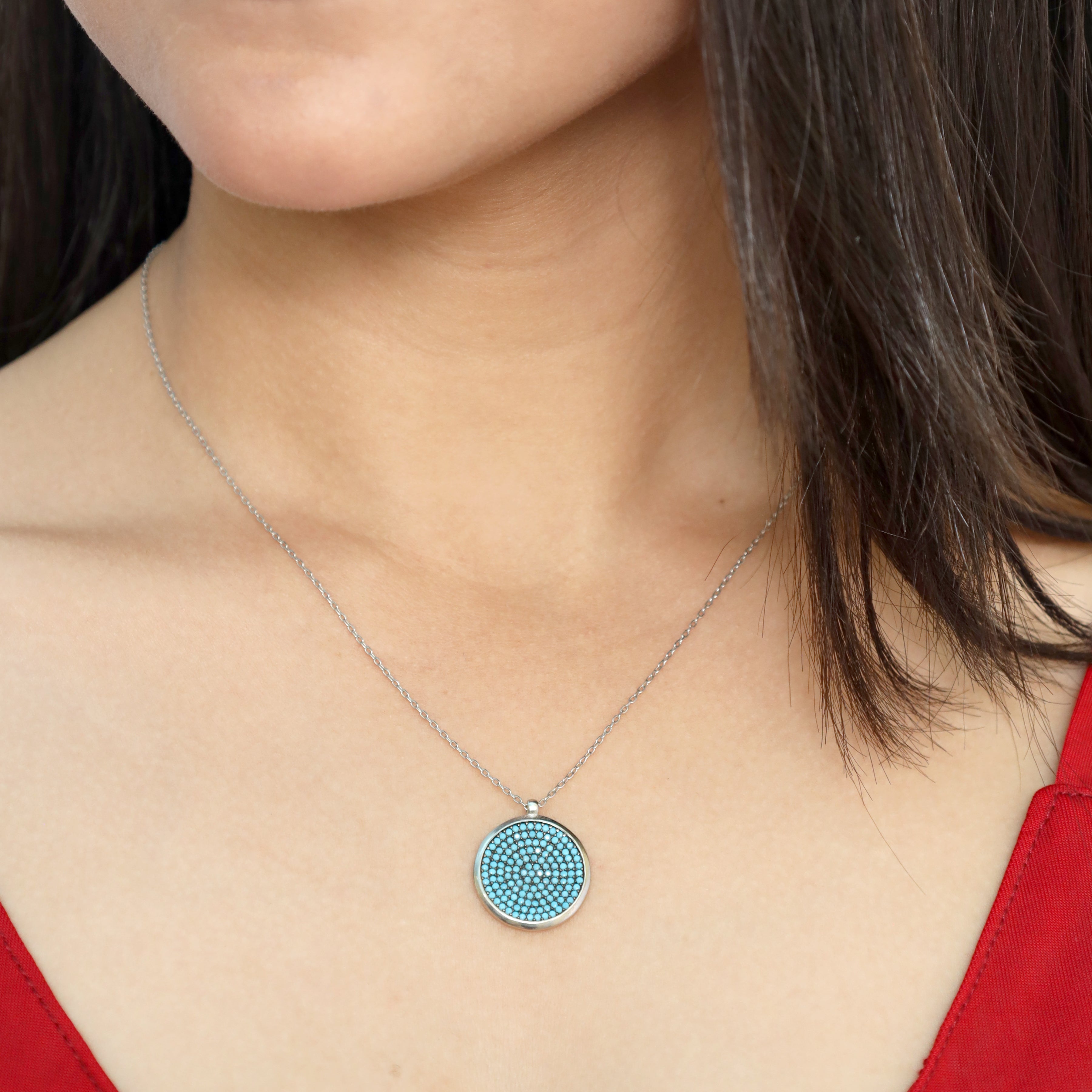 Blue Prism Silver Pendant