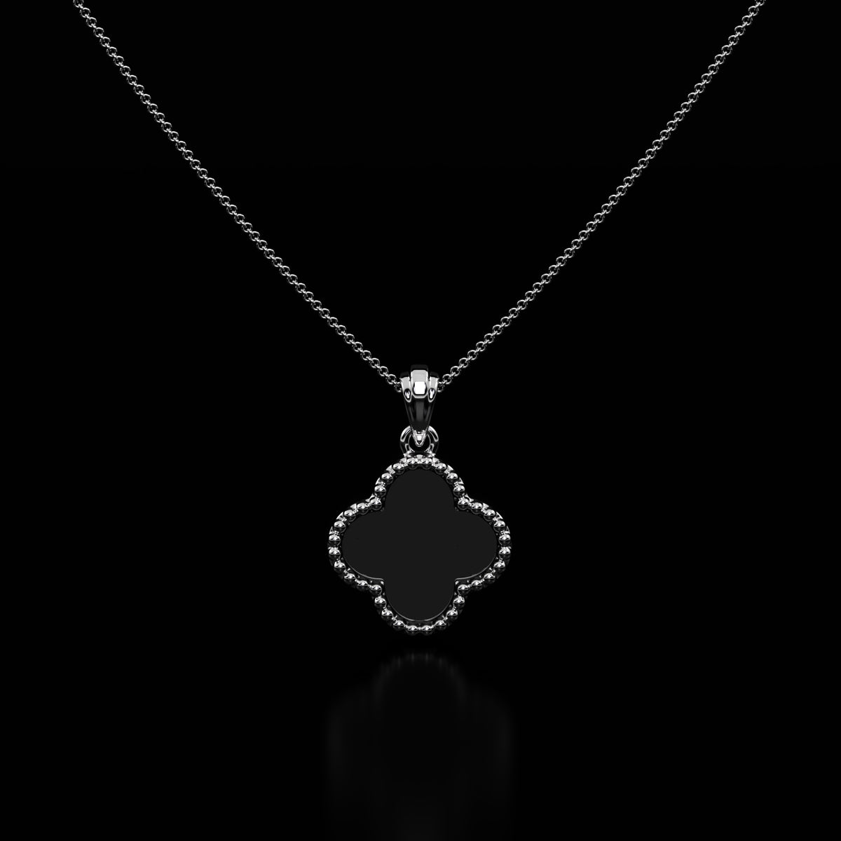 Clover Black Onyx Pendant