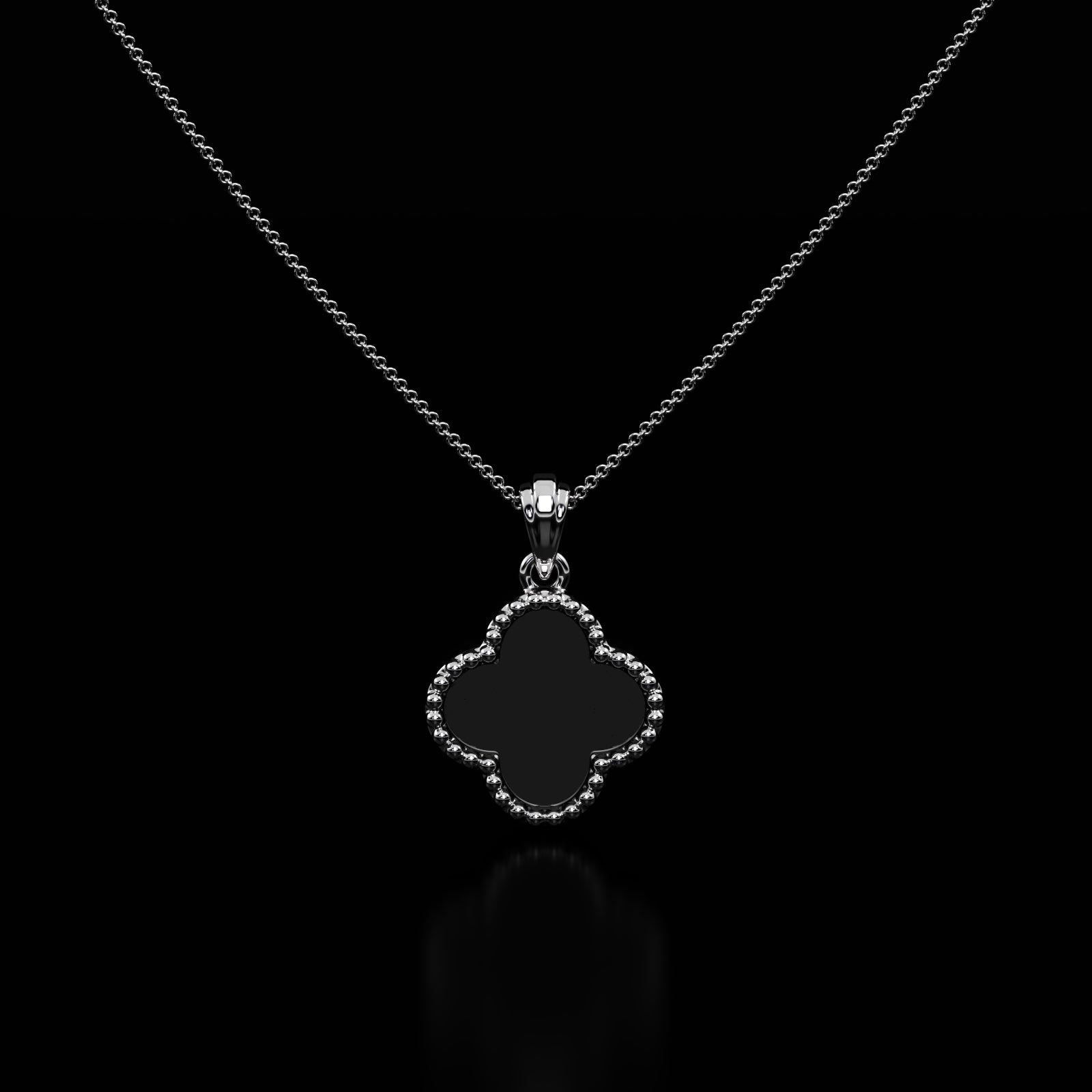 Clover Black Onyx Pendant
