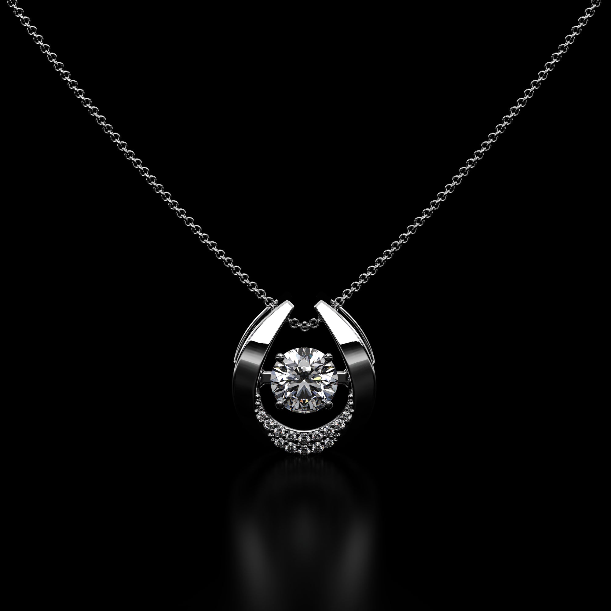 Horseshoe Shaped Diamond Pendant