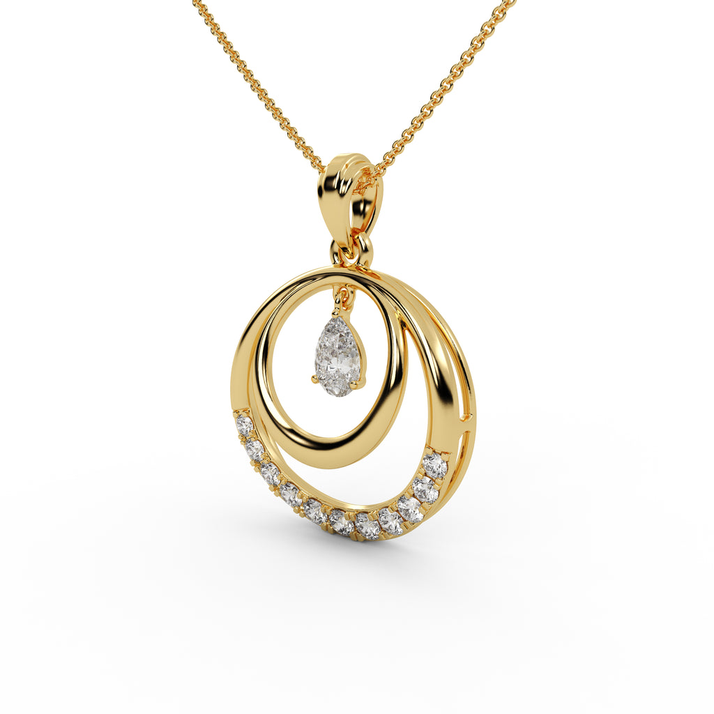 Dual Circle Pear Stone Silver Pendant