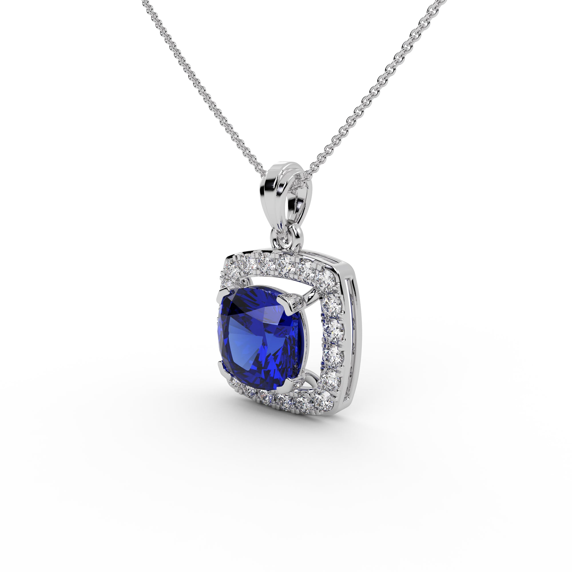 Cushion Cut Blue Sapphire Pendant