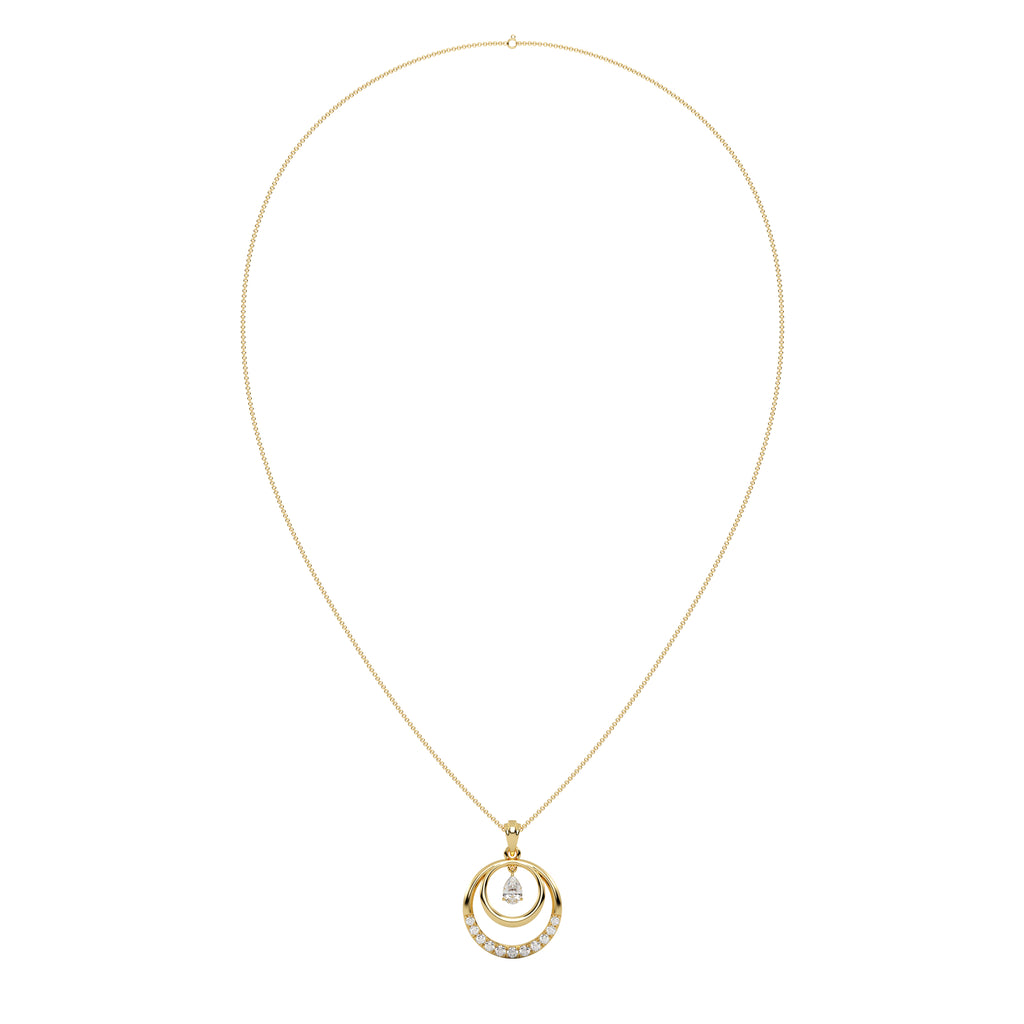 Dual Circle Pear Stone Silver Pendant