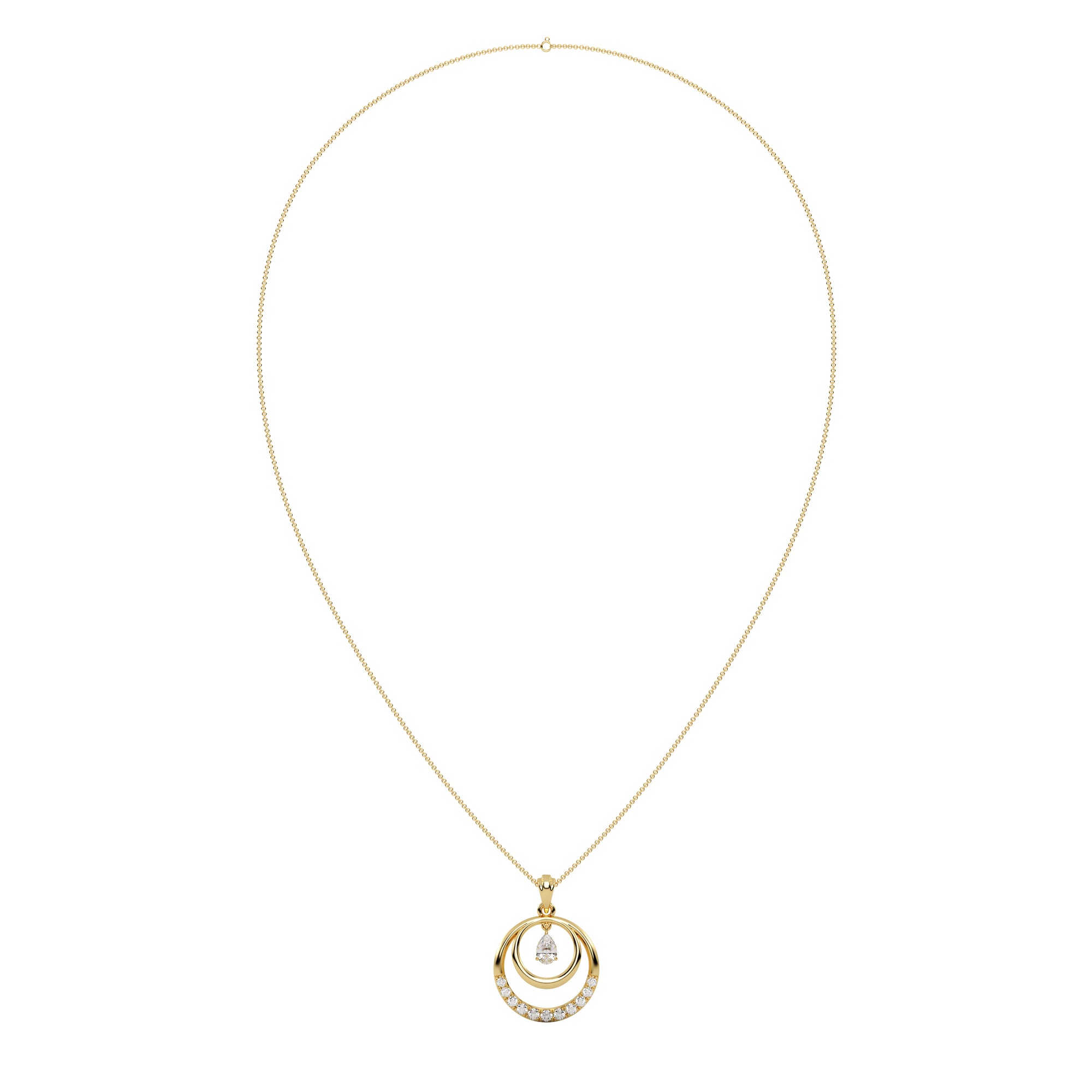 Dual Circle Pear Stone Silver Pendant