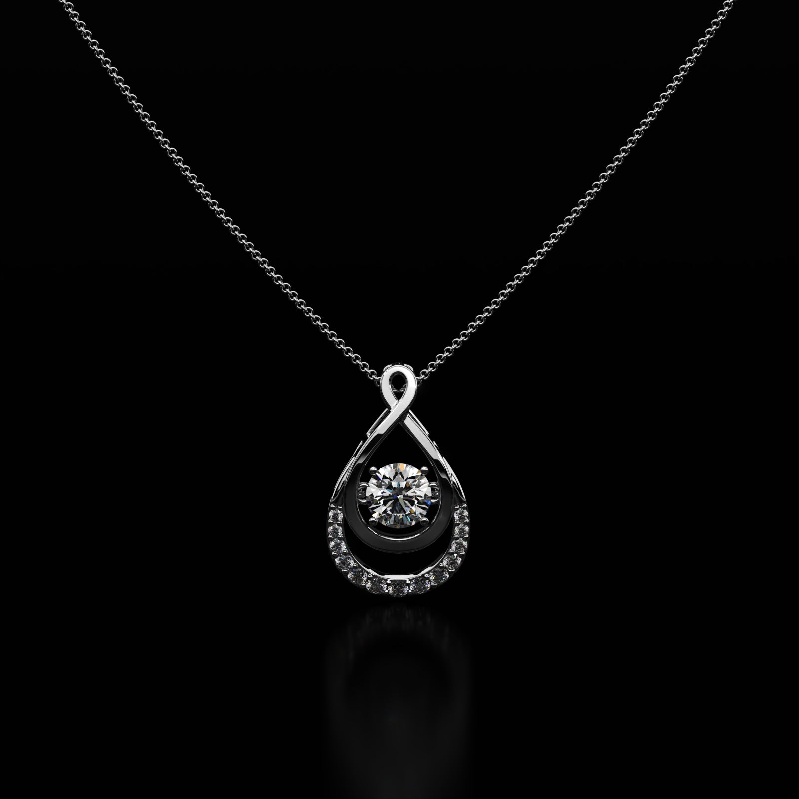 Dancing Solitaire Infinity Pendant