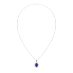 Blue Sapphire Halo Solitaire Pendant