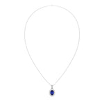 Load image into Gallery viewer, Blue Sapphire Halo Solitaire Pendant
