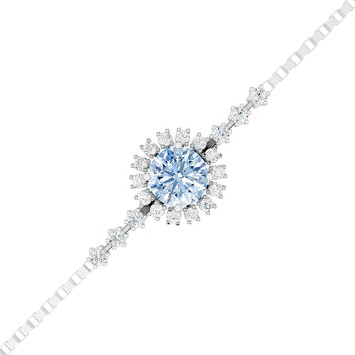 Aquamarine Floral Cluster Silver Bracelet