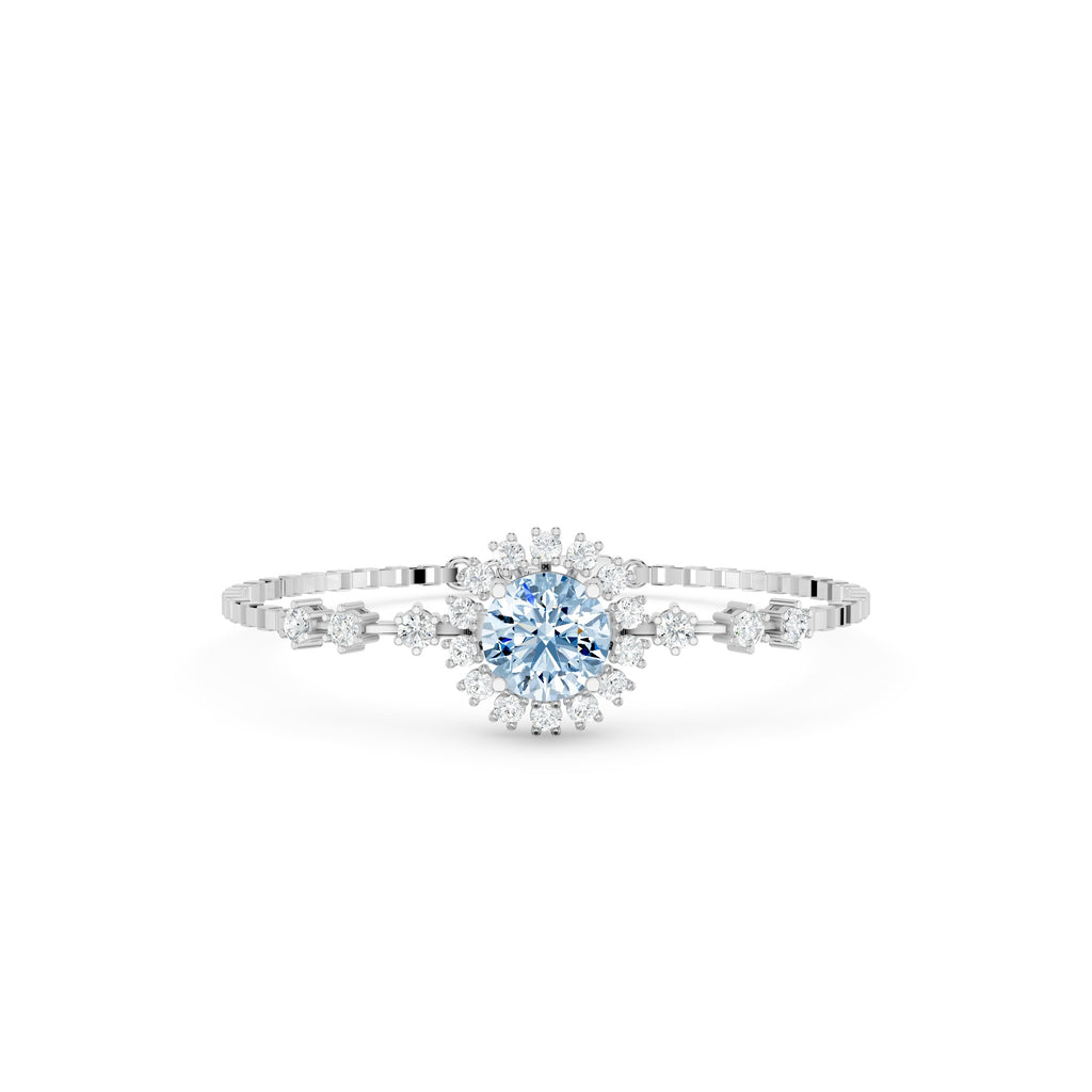 Aquamarine Floral Cluster Silver Bracelet
