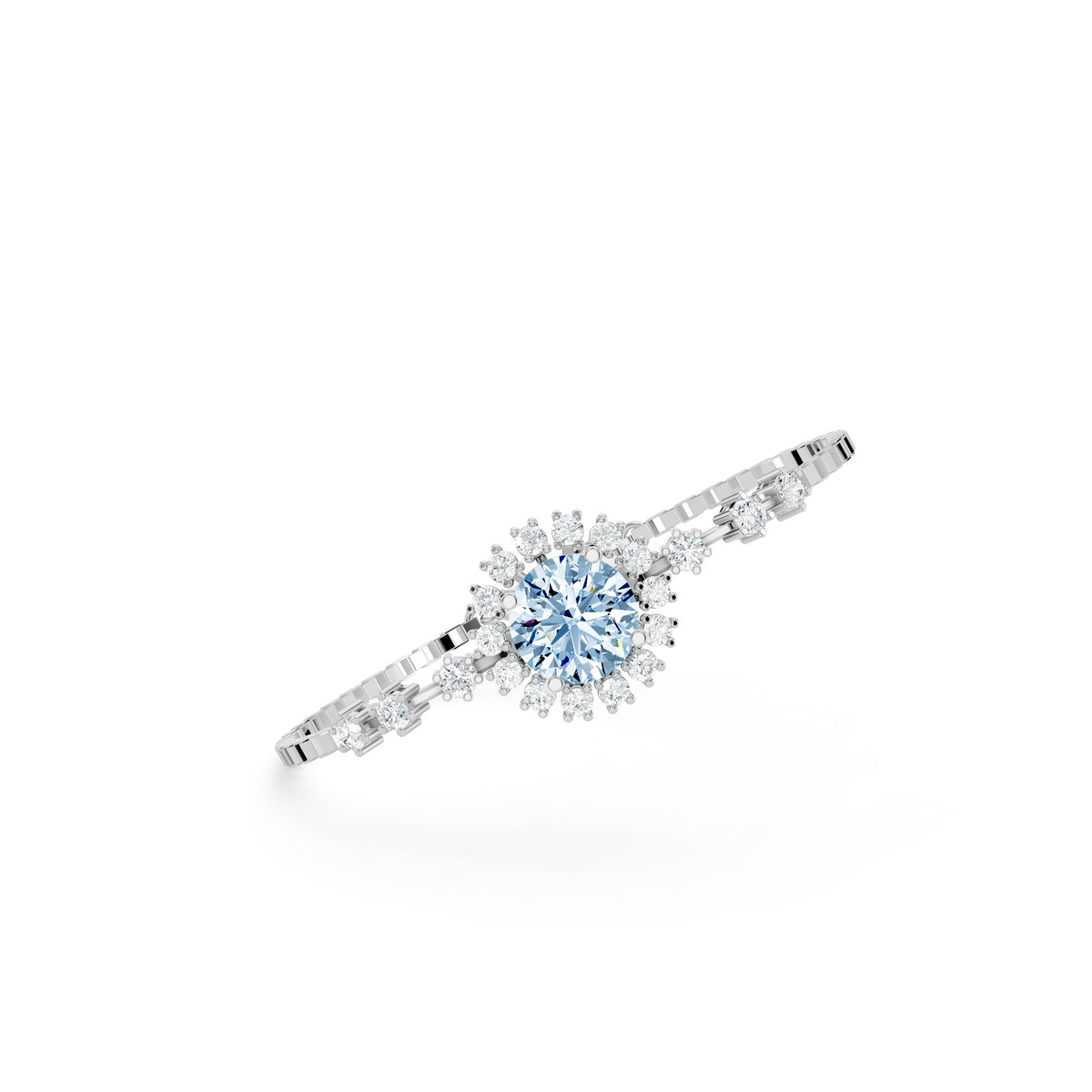 Aquamarine Floral Cluster Silver Bracelet