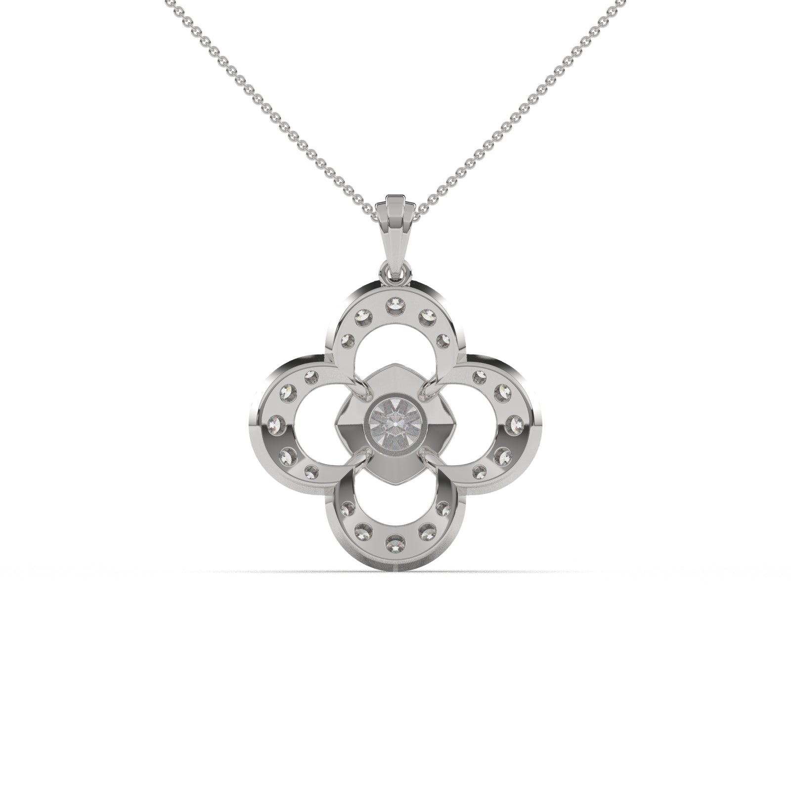 Solitaire Clover-Shaped Pendant