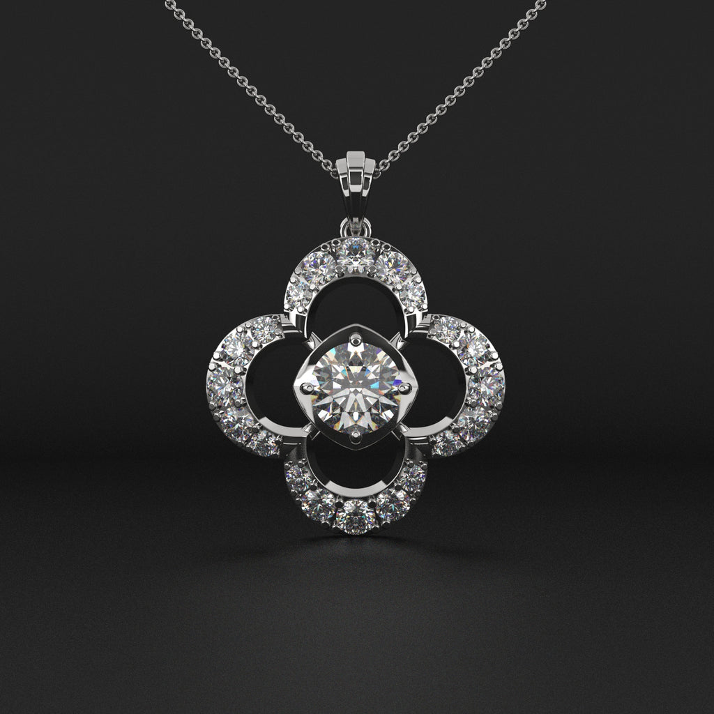 Solitaire Clover-Shaped Pendant