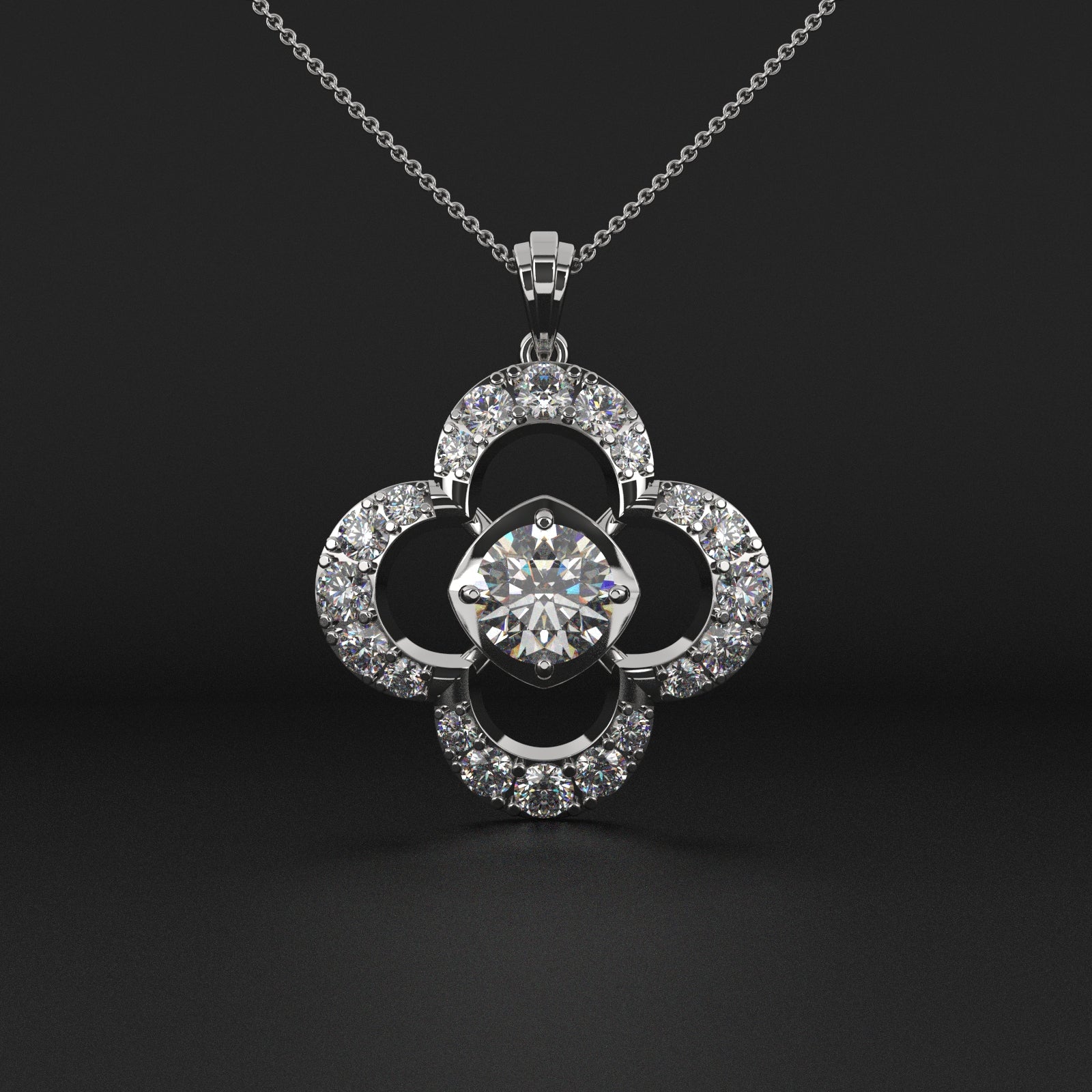 Solitaire Clover-Shaped Pendant