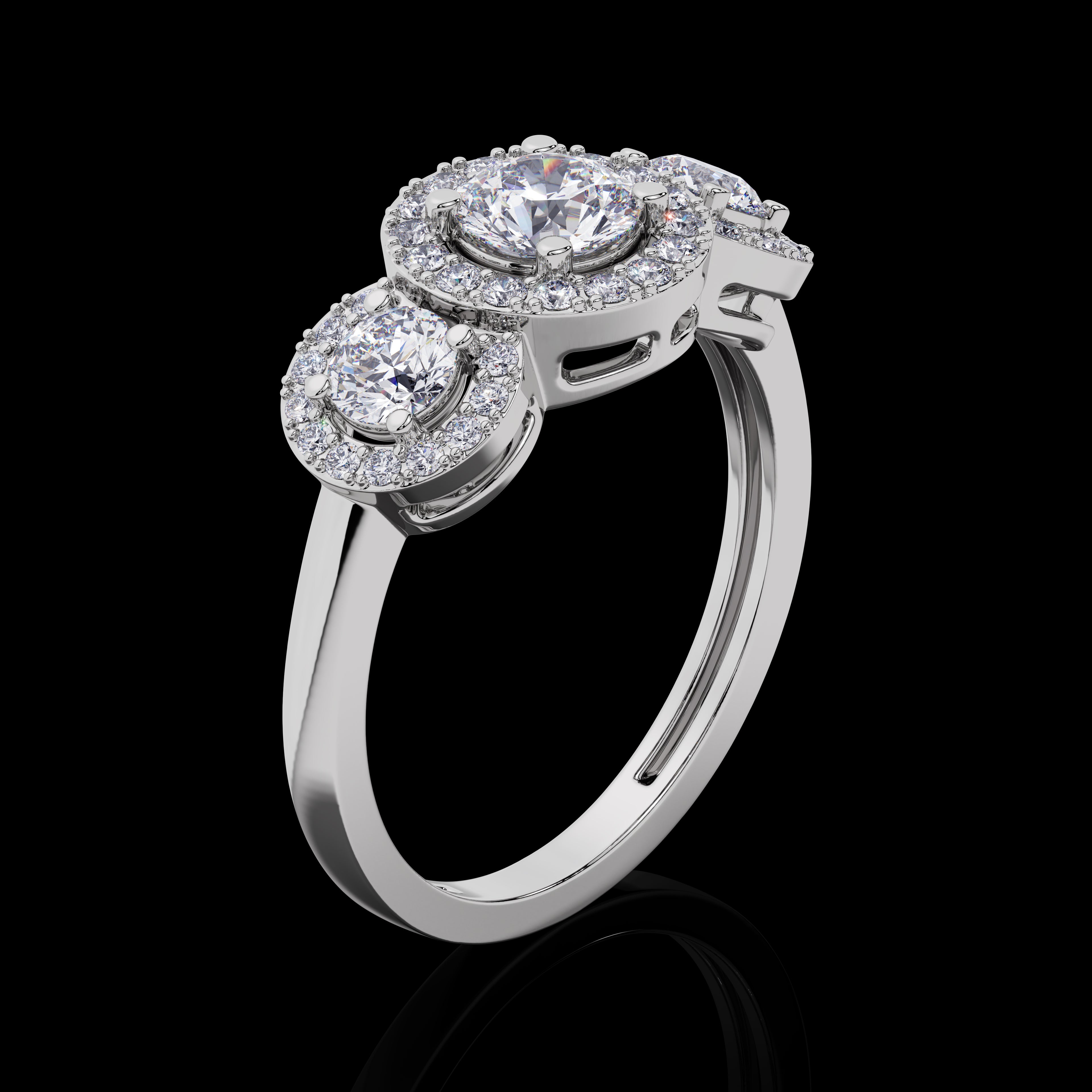 Tri Stone Halo Cocktail Ring