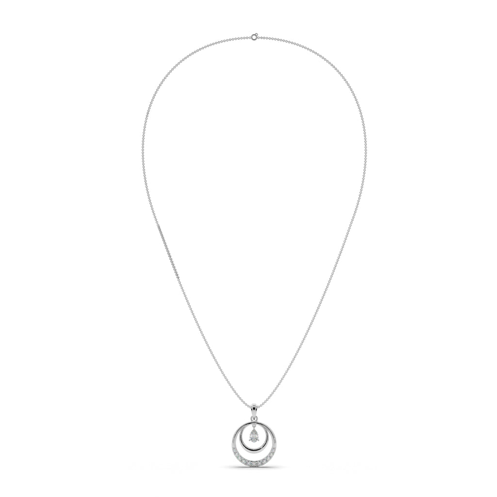 Dual Circle Pear Stone Silver Pendant