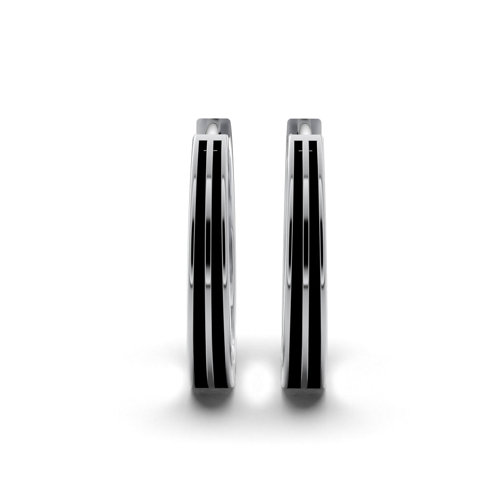 Double Line Huggie Hoop Silver Earrings 17mm
