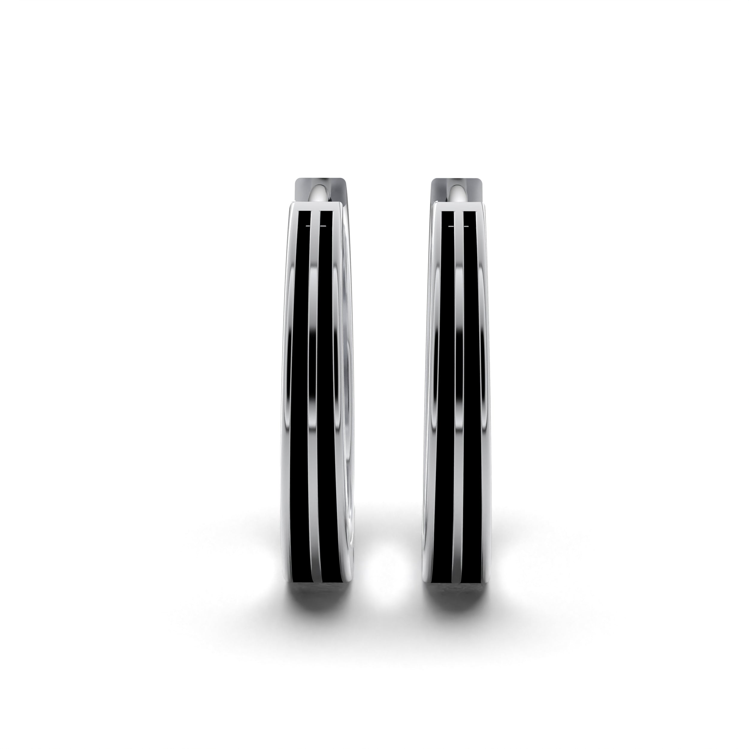 Double Line Huggie Hoop Silver Earrings 17mm