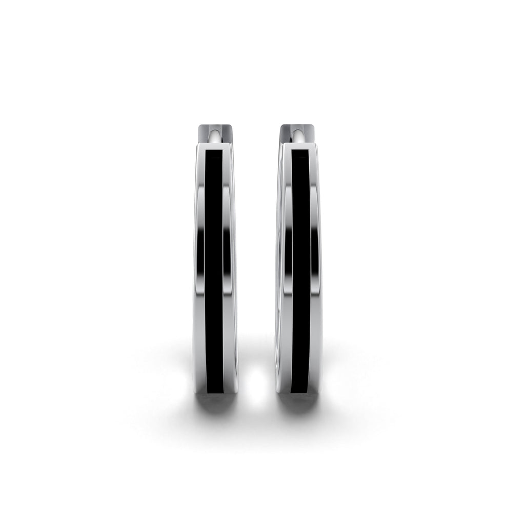 Single Line Huggie Hoop Silver Earrings 17mm