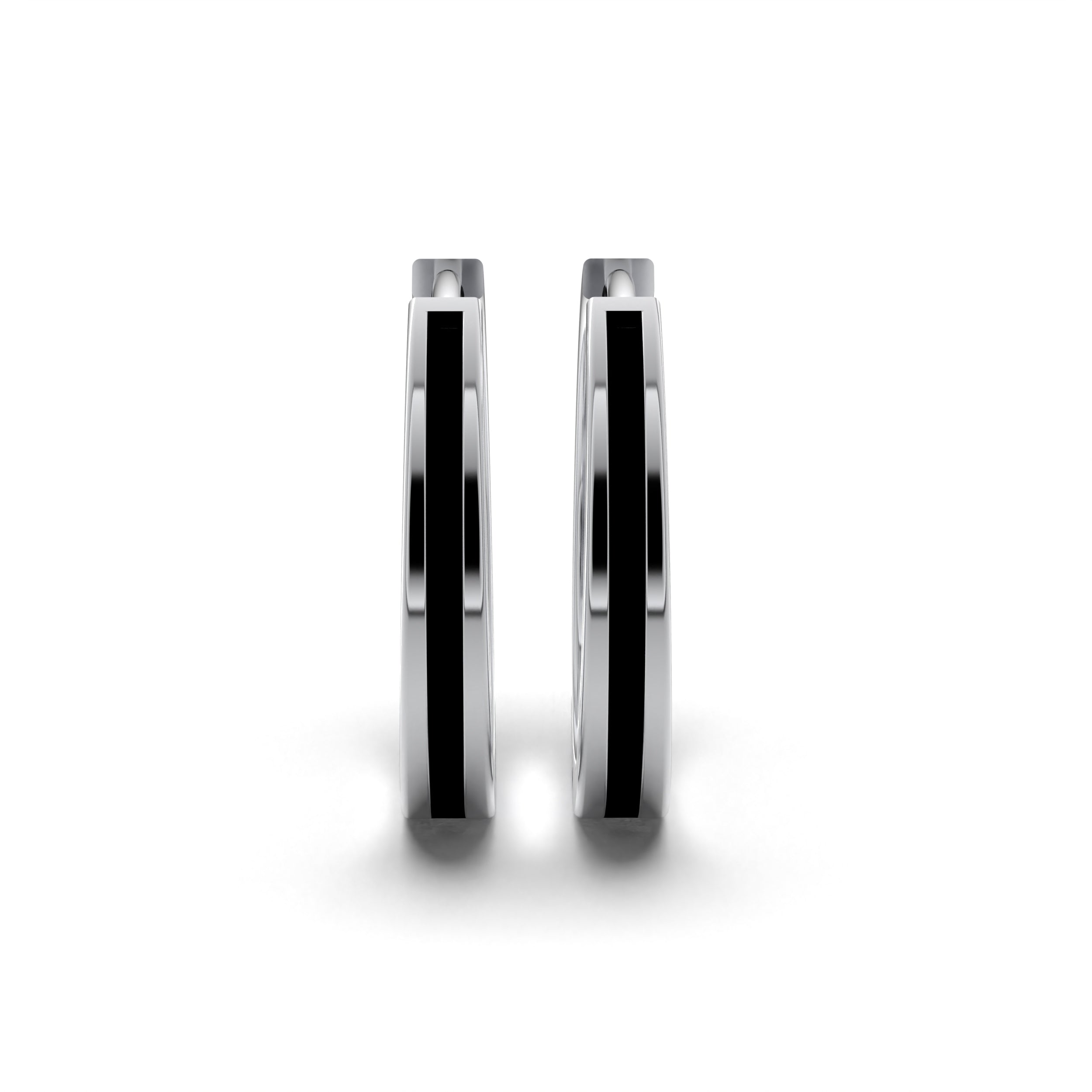 Single Line Huggie Hoop Silver Earrings 17mm