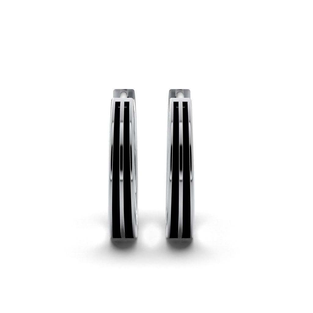 Double Line Huggie Hoop Silver Earrings 15mm