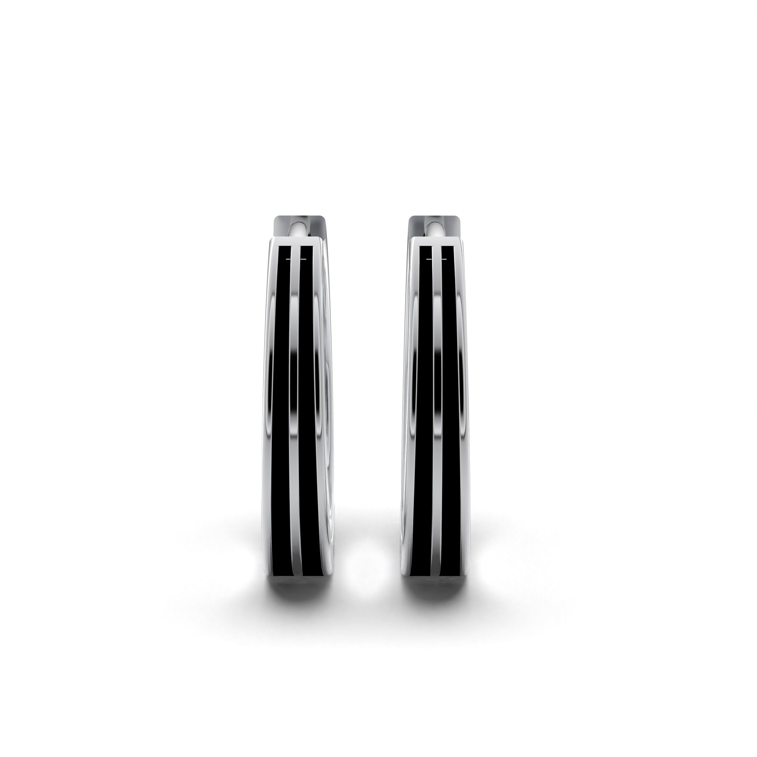 Double Line Huggie Hoop Silver Earrings 15mm