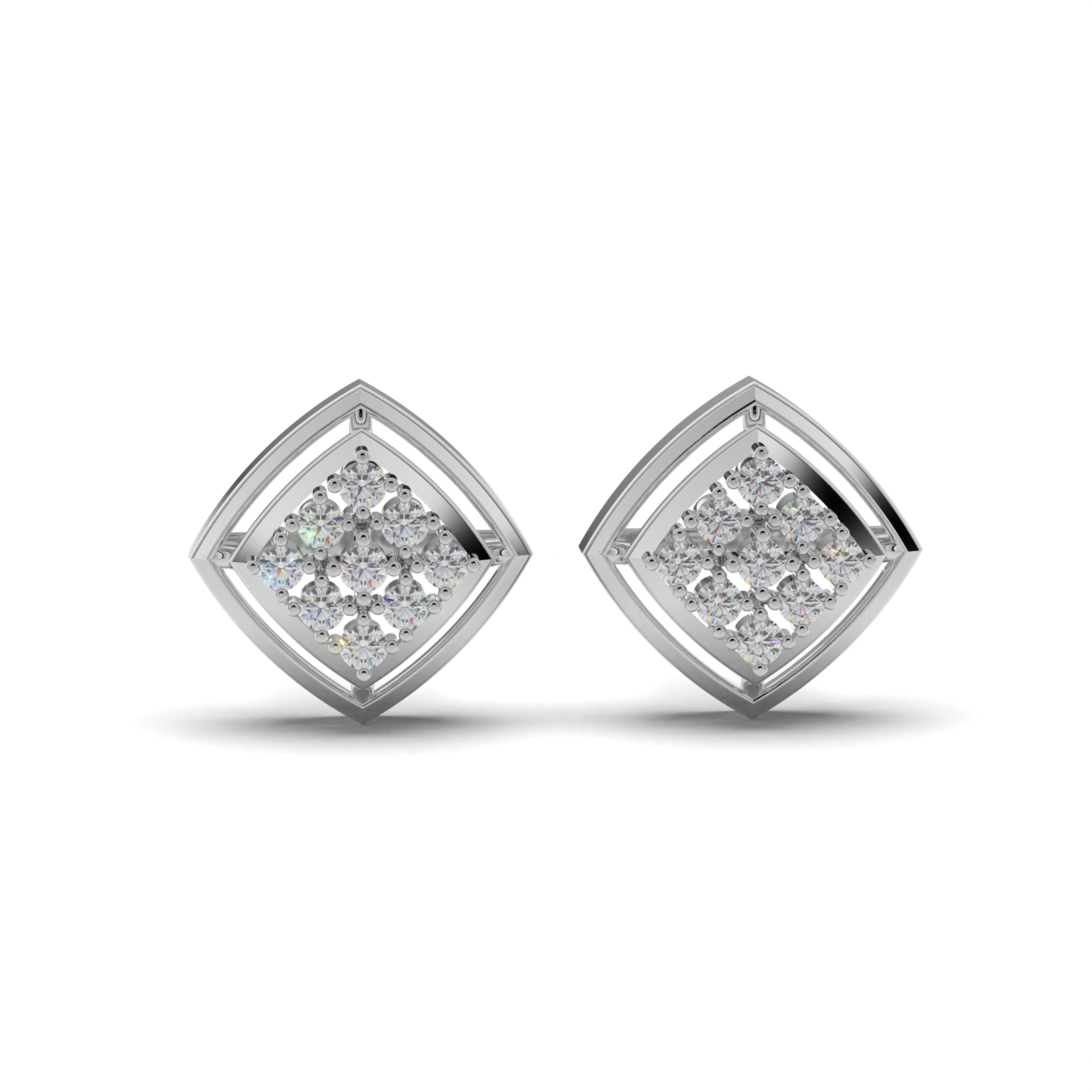 Twin Cluster Silver Studs Earring