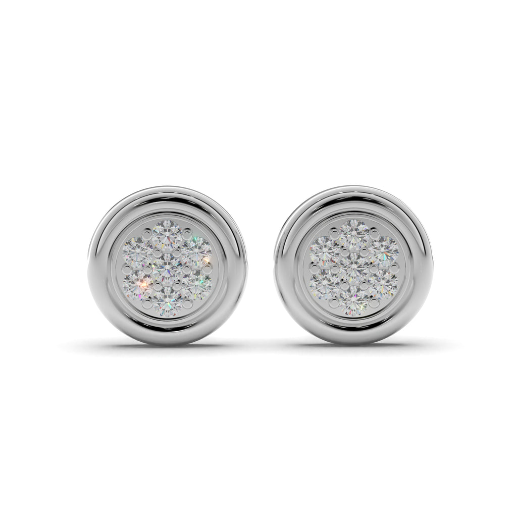 Round Disc Silver Stud Earrings