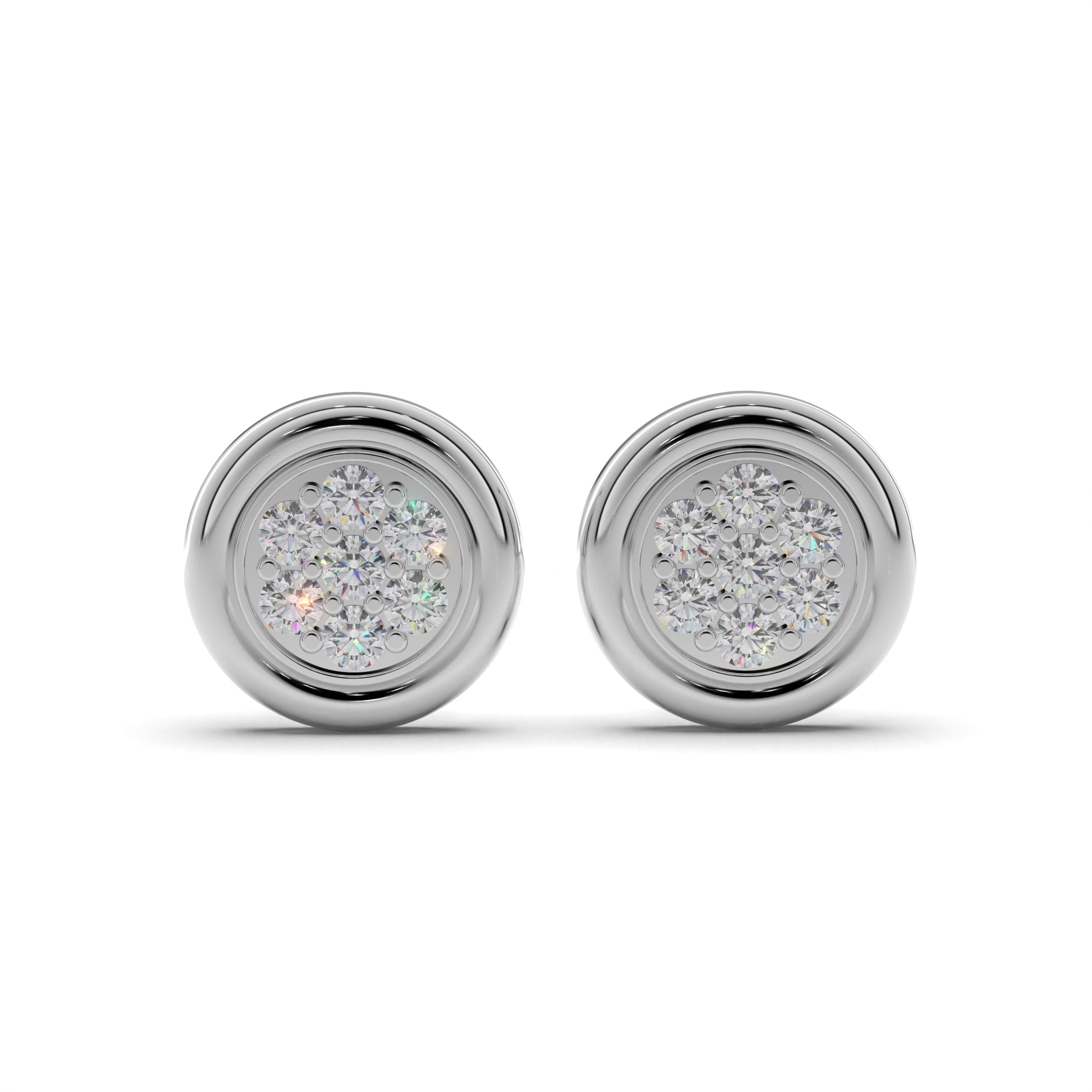 Round Disc Silver Stud Earrings