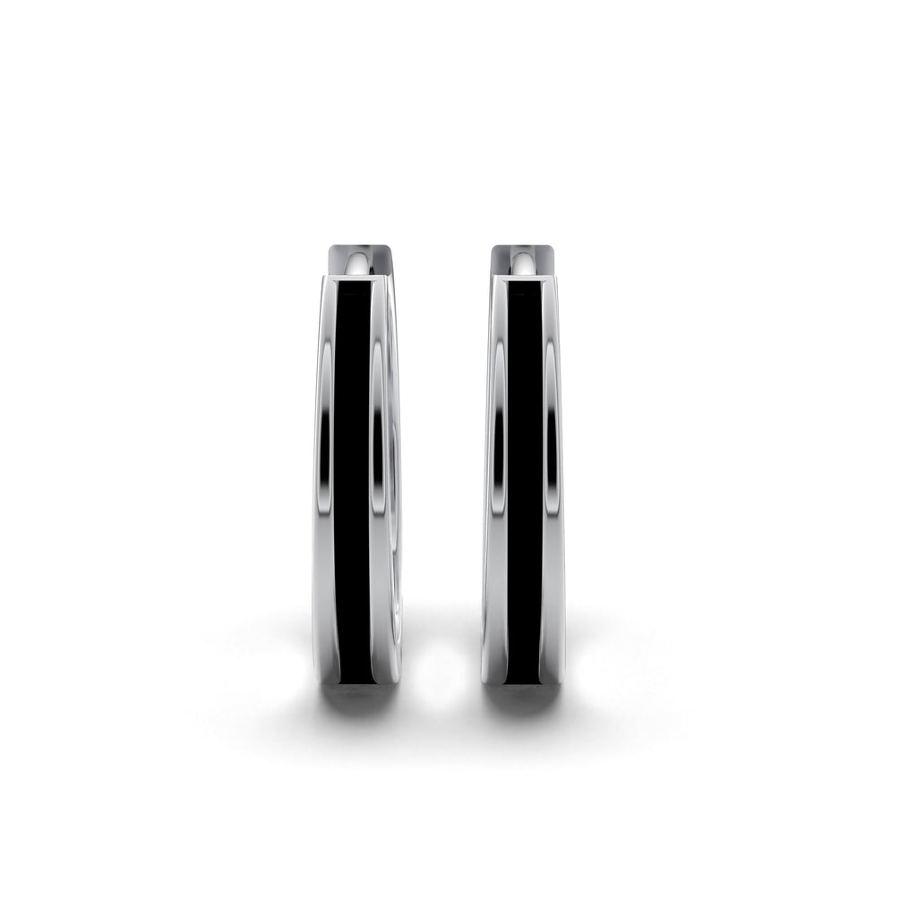 Single Line Huggie Hoop Silver Earrings 15mm