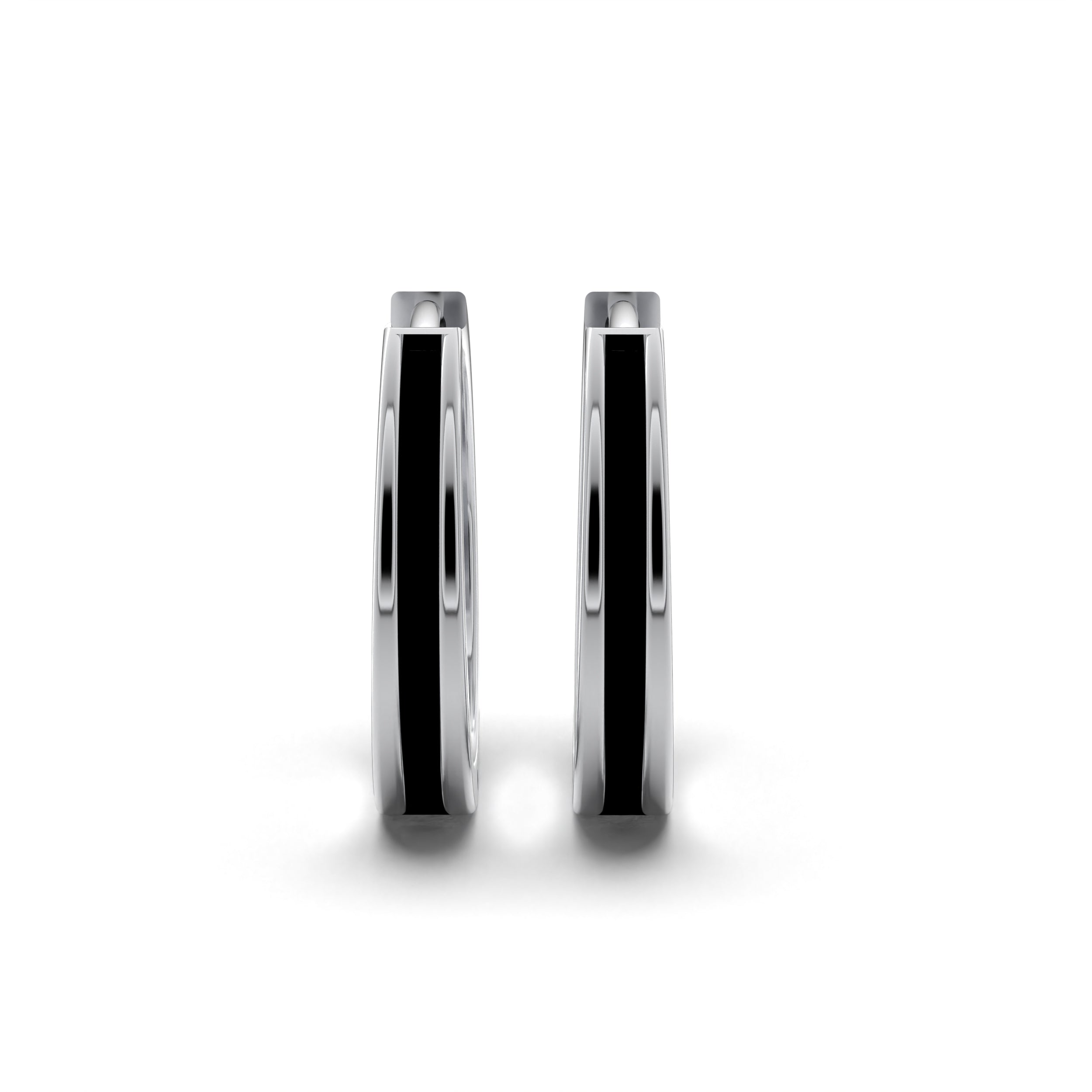 Single Line Huggie Hoop Silver Earrings 15mm