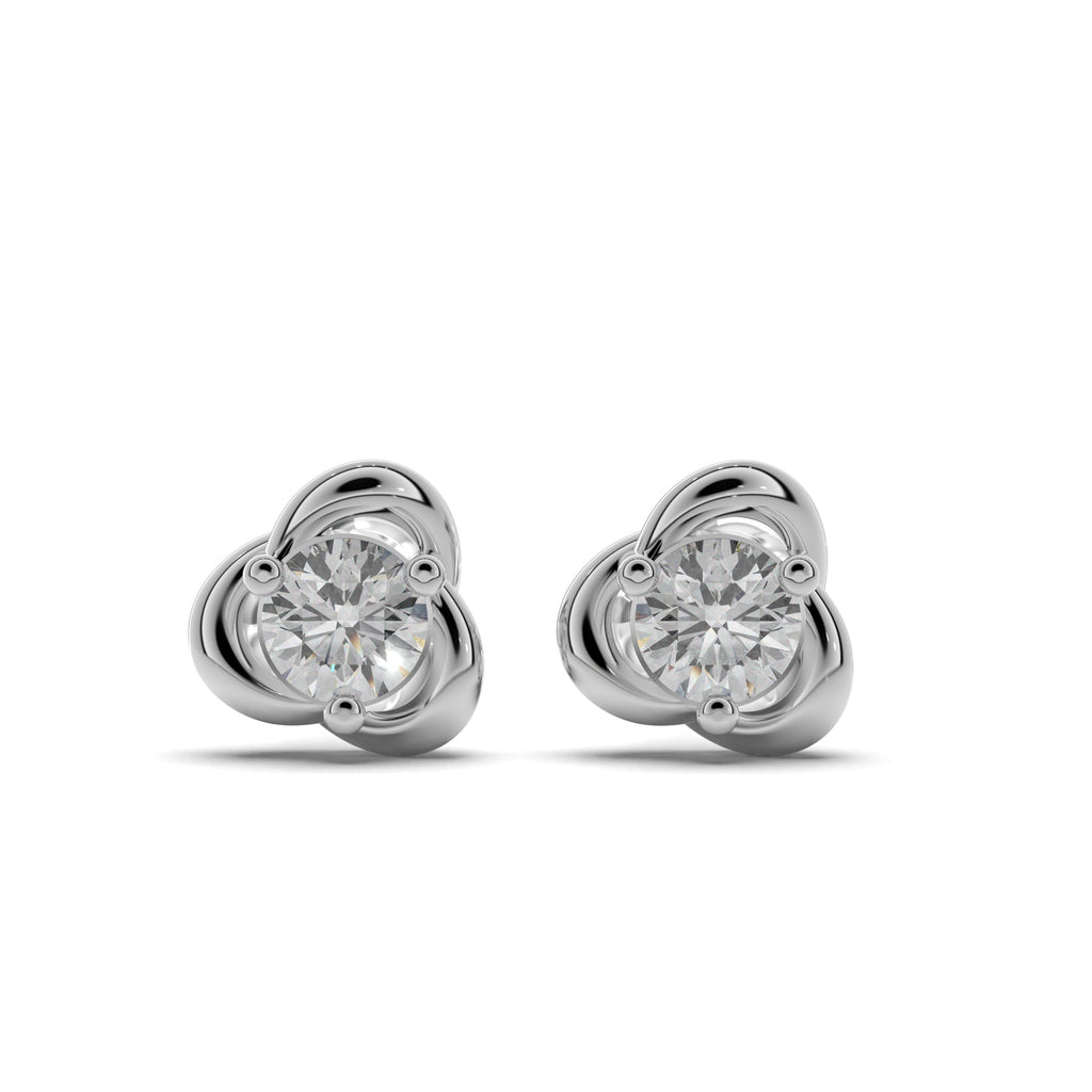 Swirl Element Solitaire Stud Earrings