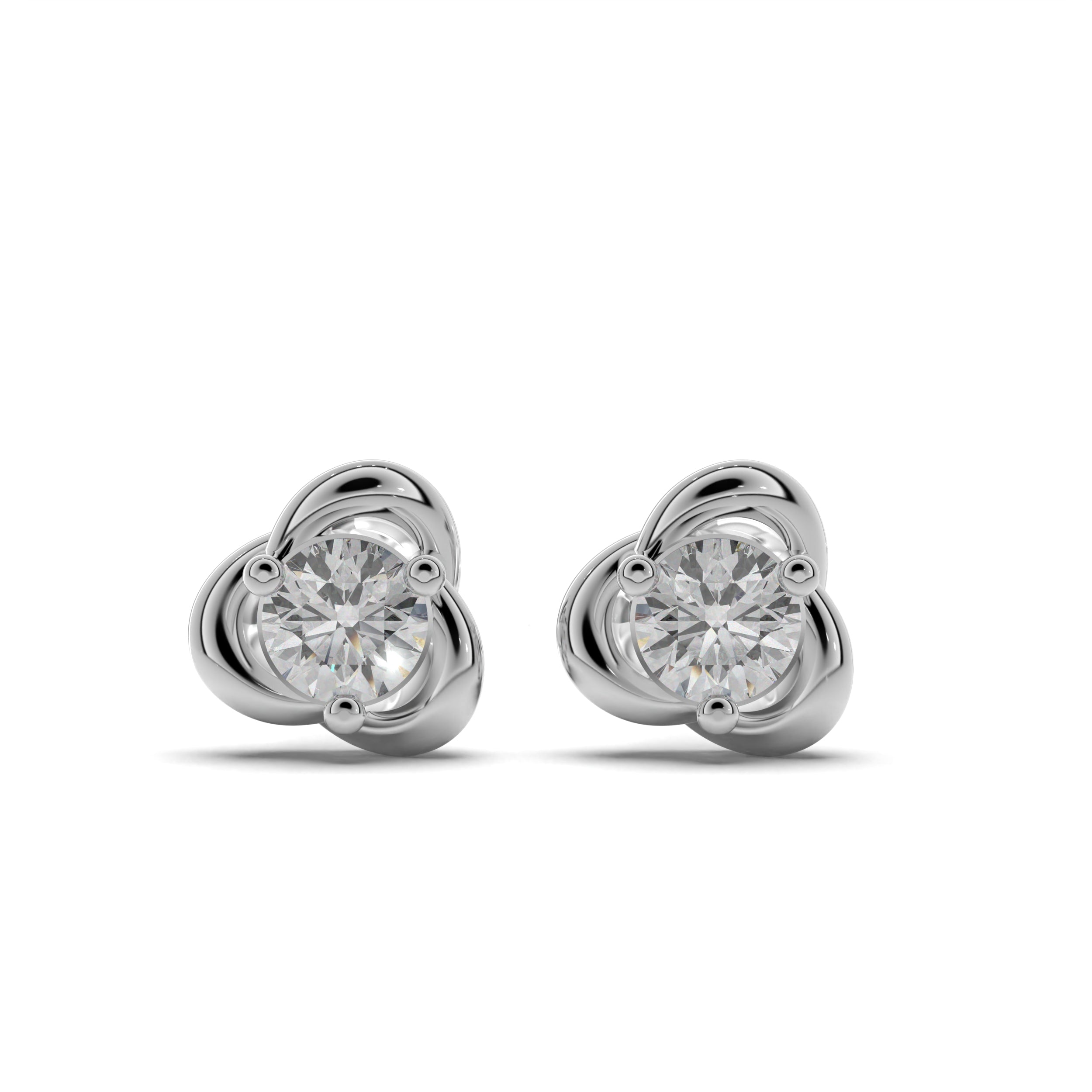 Swirl Element Solitaire Stud Earrings