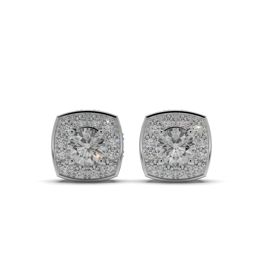 Cushion Cut Halo  Stud Earrings