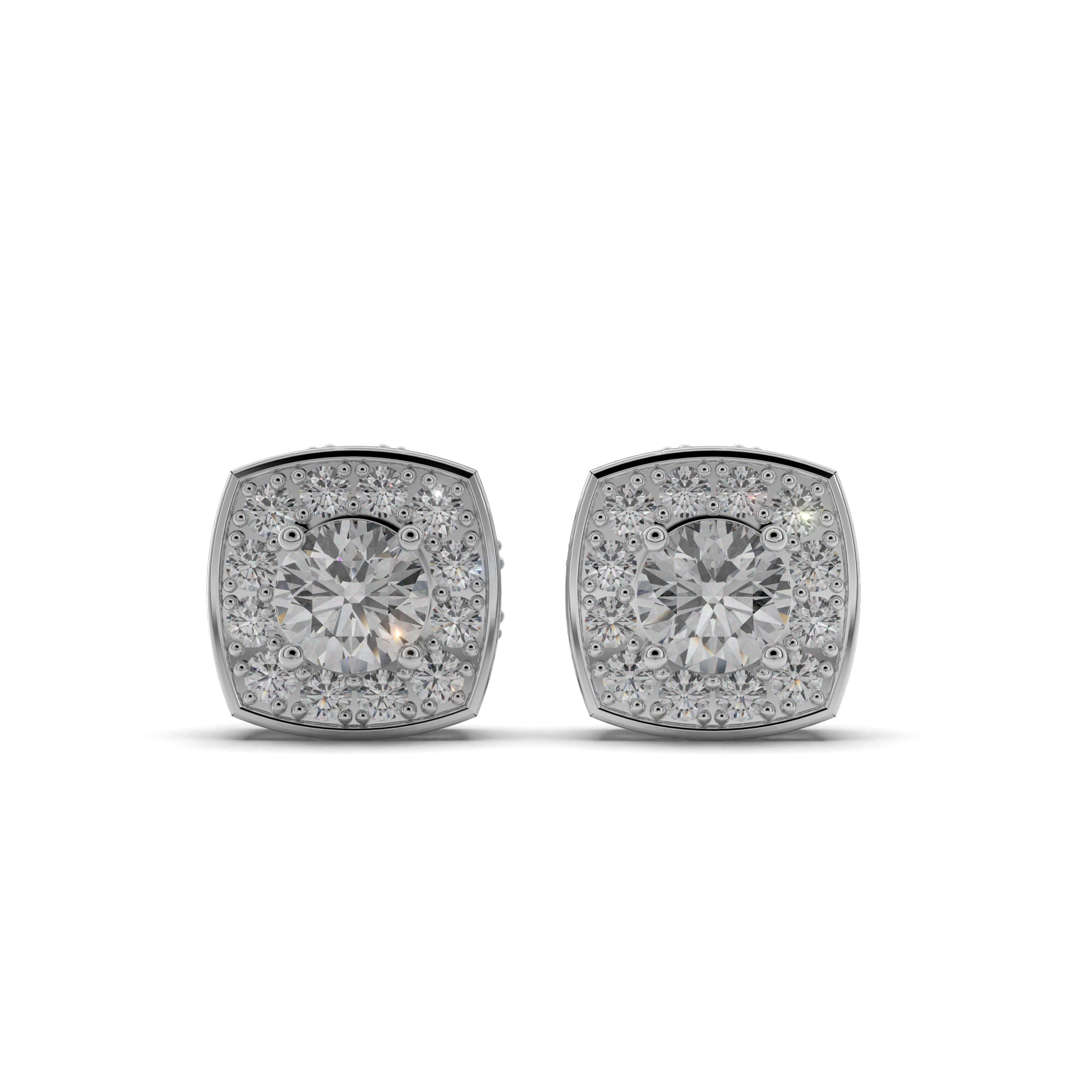 Cushion Cut Halo  Stud Earrings