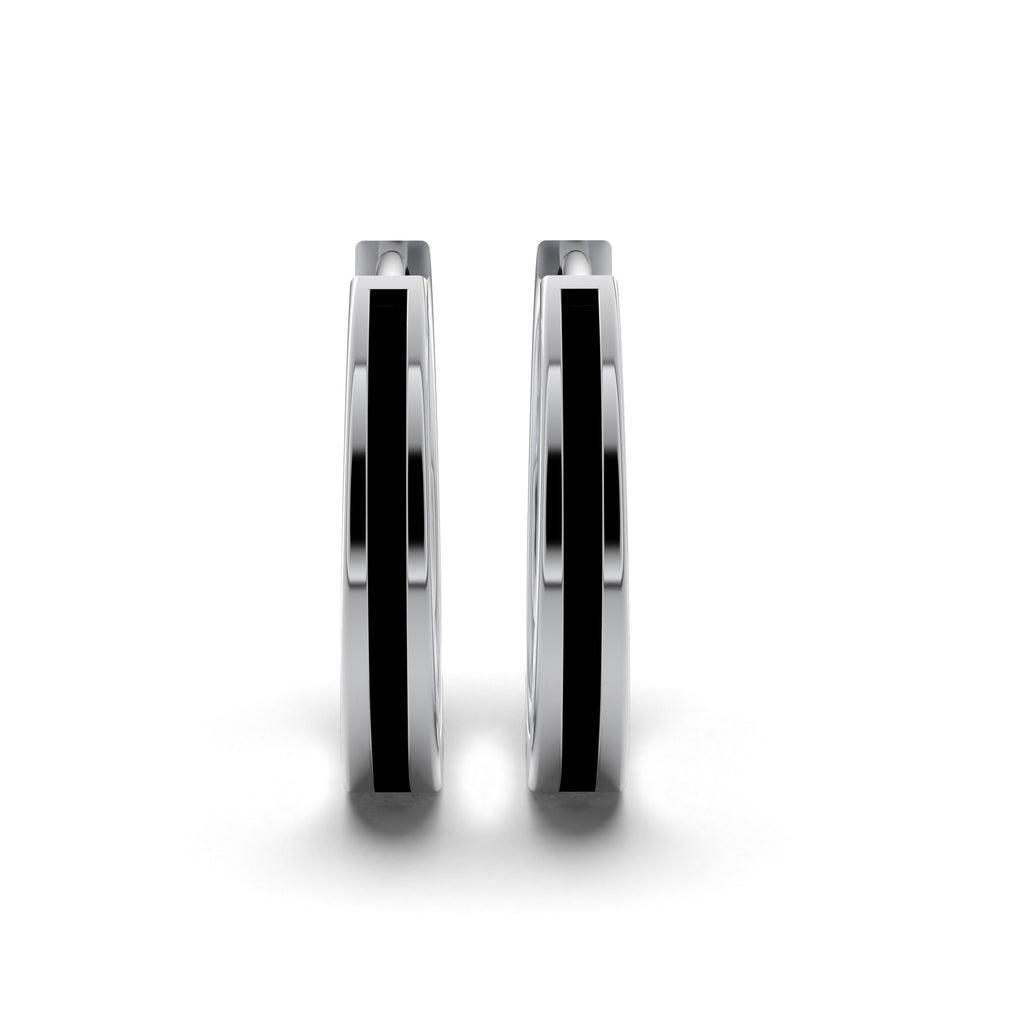 Single Line Huggie Hoop Silver Earrings 16mm