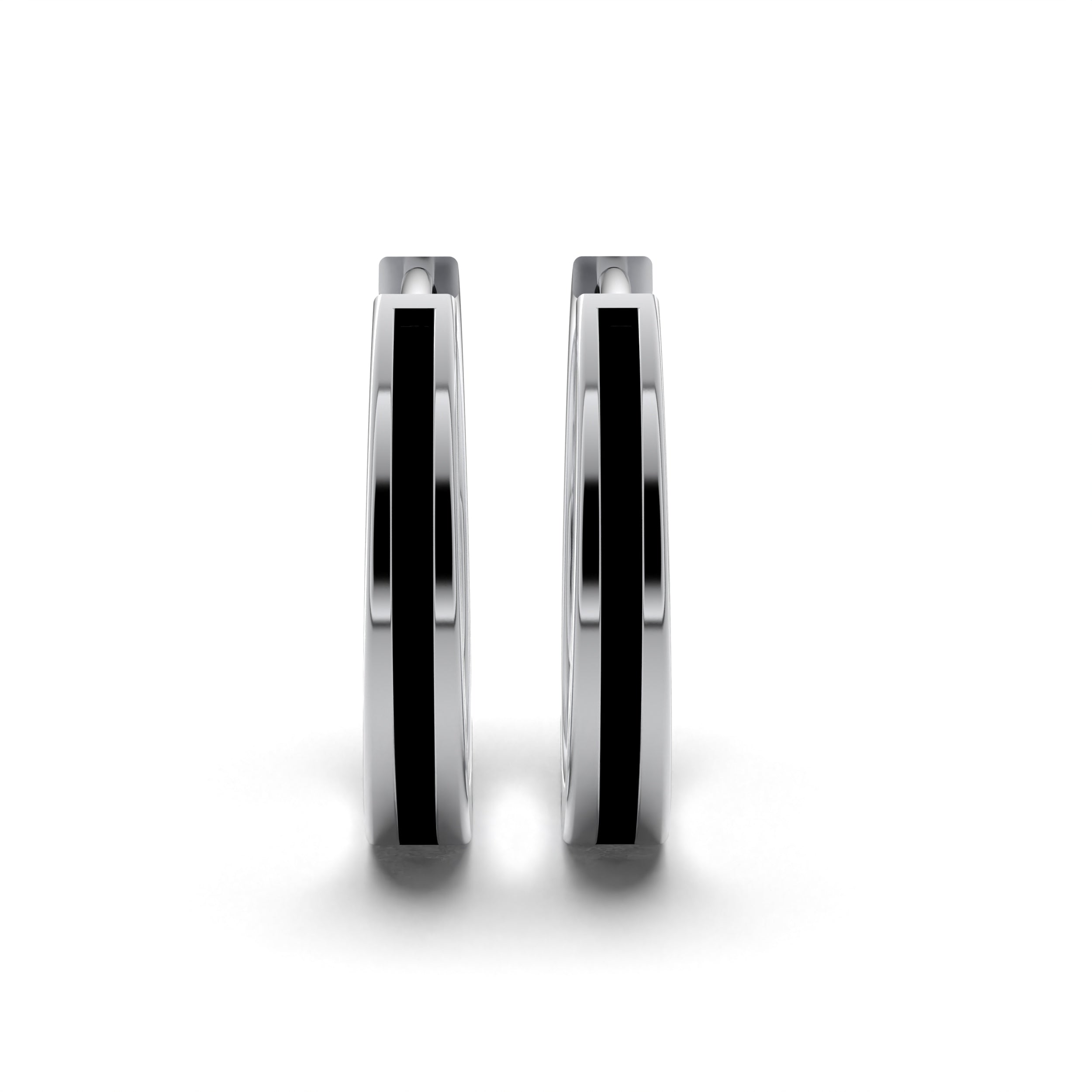 Single Line Huggie Hoop Silver Earrings 16mm