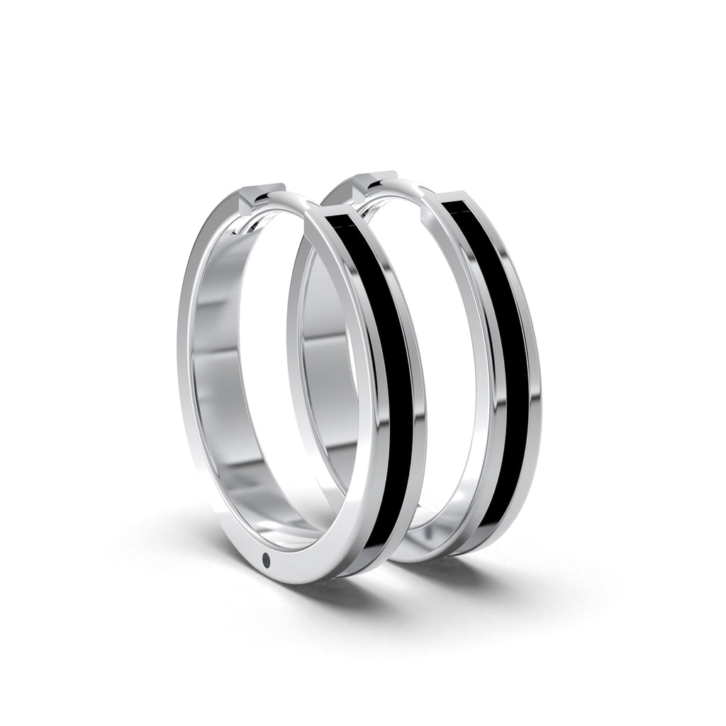 Single Line Huggie Hoop Silver Earrings 16mm