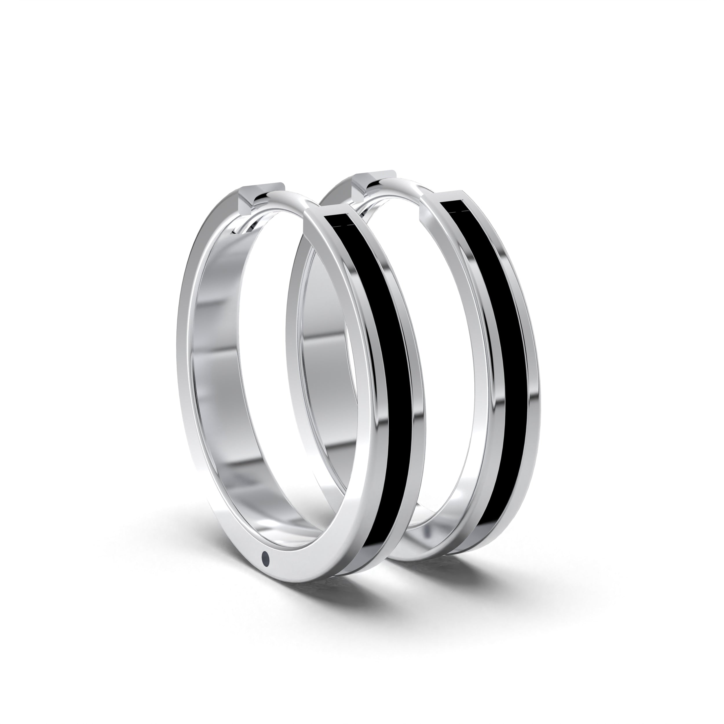 Single Line Huggie Hoop Silver Earrings 16mm