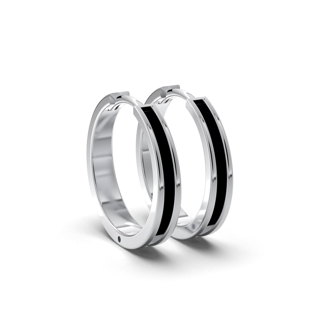 Single Line Huggie Hoop Silver Earrings 15mm