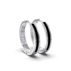 Single Line Huggie Hoop Silver Earrings 15mm