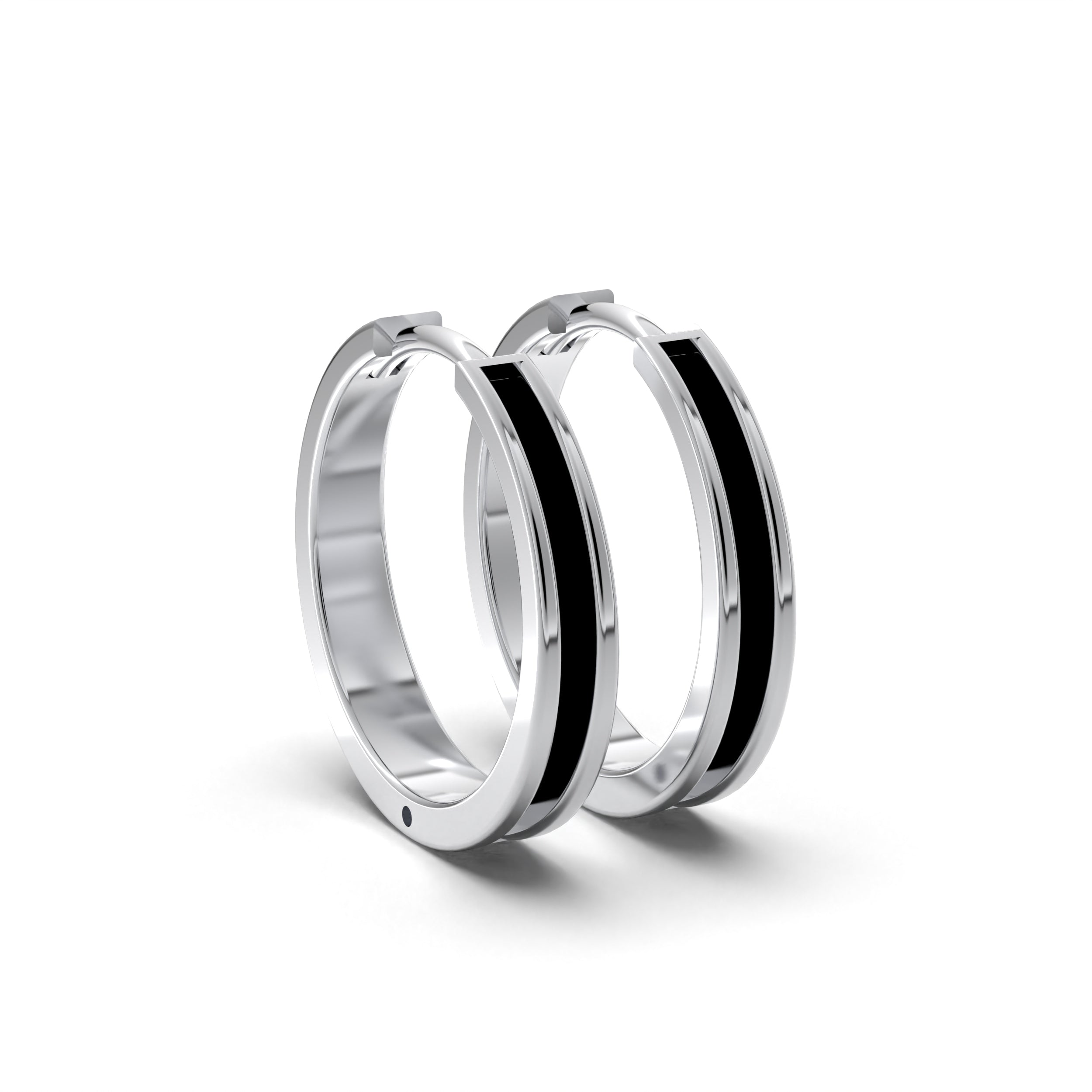 Single Line Huggie Hoop Silver Earrings 15mm